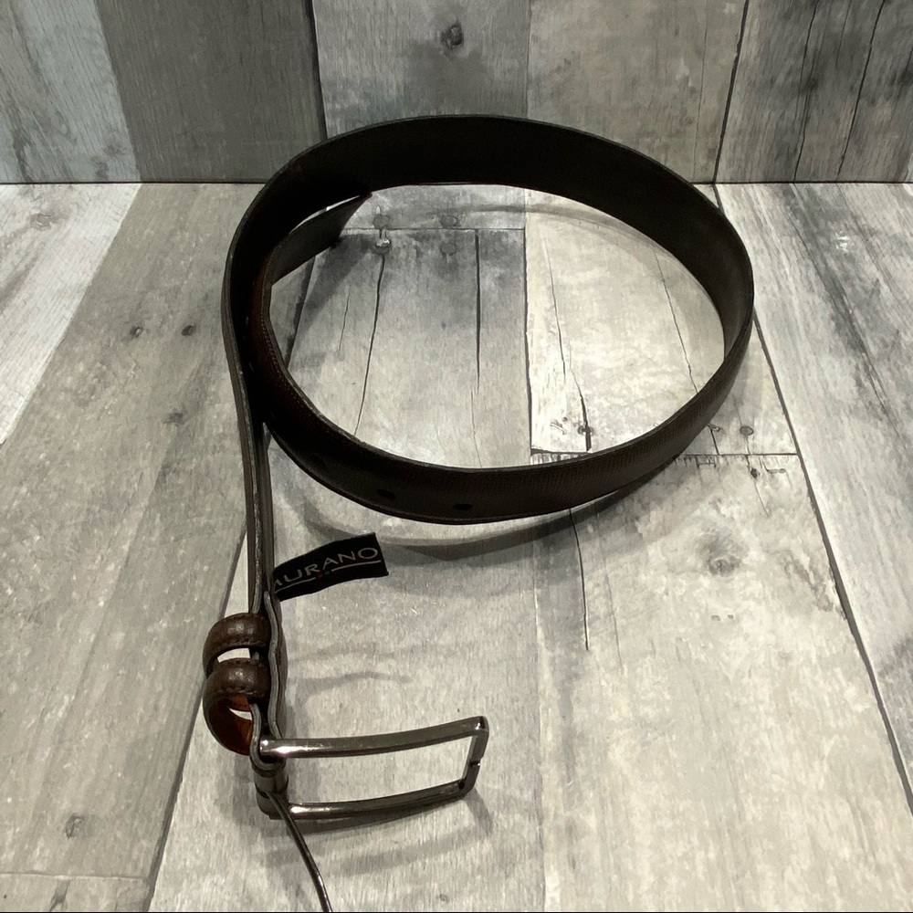 MURANO Men’s Brown Embossed Leather Belt Size 32 - Picture 3 of 7